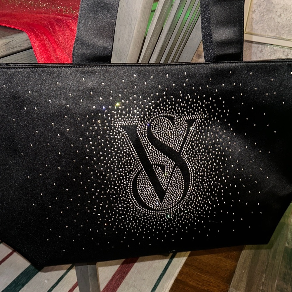Victoria's Secret Black Tote with Sparkling Accents